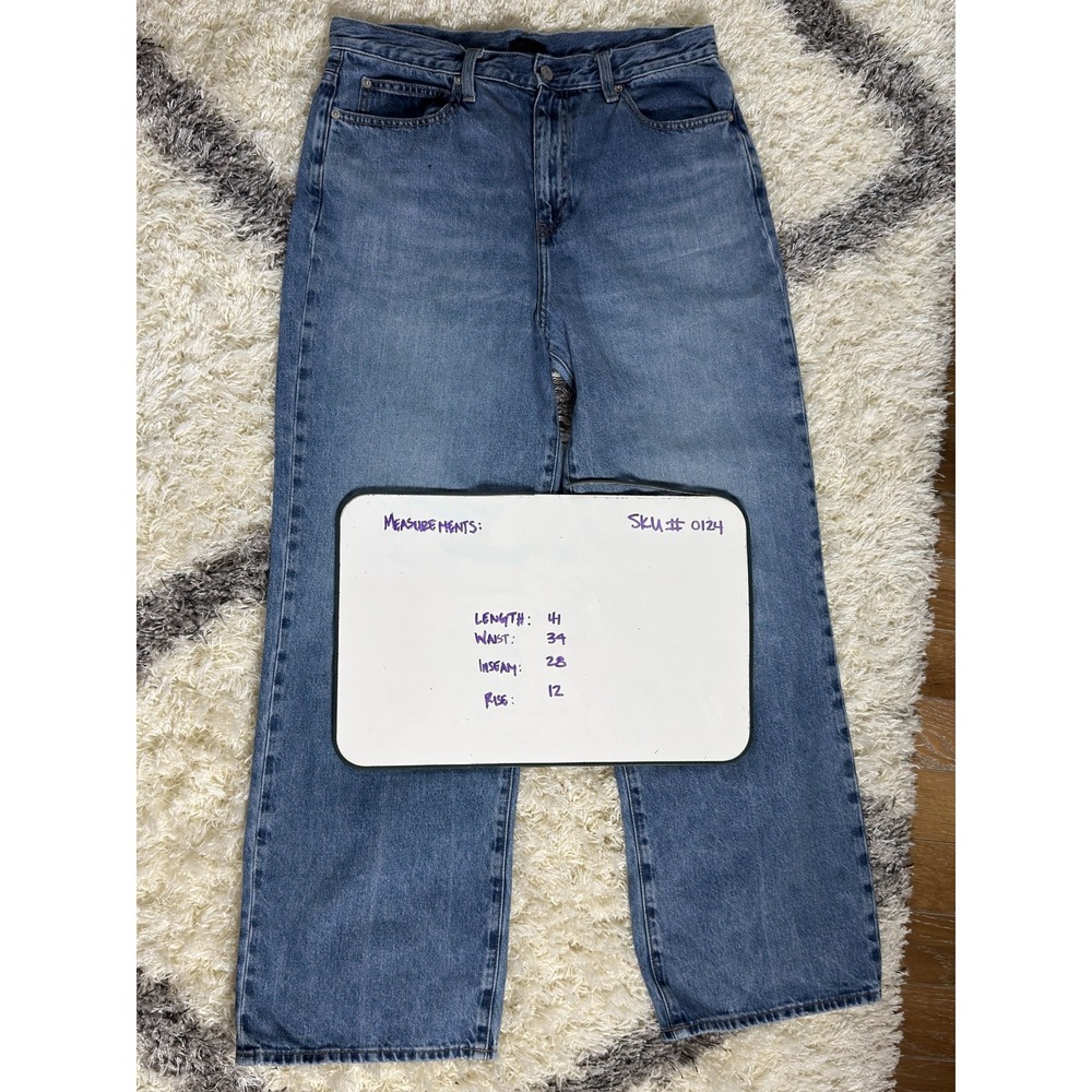Uniqlo Men's Size 32inch Medium Wash Blue Denim Jeans 100% Cotton Pre-Owned